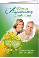 25th Anniversary Party Invitation Yellow Flowers, Custom Photo card