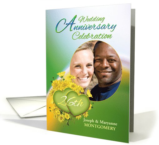 26th Anniversary Party Invitation Yellow Flowers, Custom Photo card