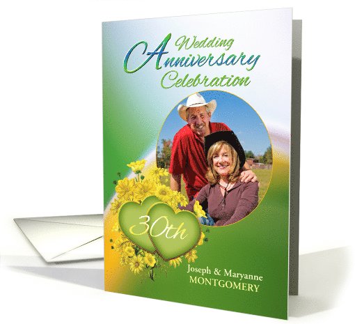 30th Anniversary Party Invitation Yellow Flowers, Custom Photo card