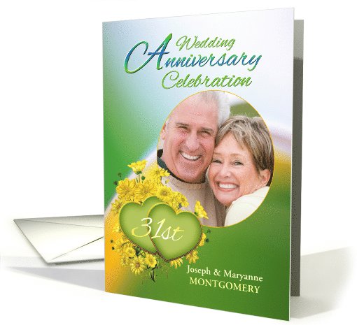 31st Anniversary Party Invitation Yellow Flowers, Custom Photo card