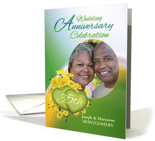 35th Anniversary Party Invitation Yellow Flowers, Custom Photo card