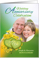 37th Anniversary Party Invitation Yellow Flowers, Custom Photo card