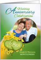 38th Anniversary Party Invitation Yellow Flowers, Custom Photo card