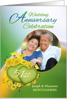 51st Anniversary Party Invitation Yellow Flowers, Custom Photo card