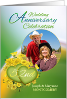 52nd Anniversary Party Invitation Yellow Flowers, Custom Photo card