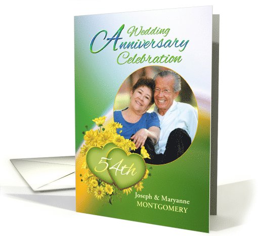 54th Anniversary Party Invitation Yellow Flowers, Custom Photo card