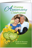 54th Anniversary Party Invitation Yellow Flowers, Custom Photo card