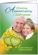 55th Anniversary Party Invitation Yellow Flowers, Custom Photo card