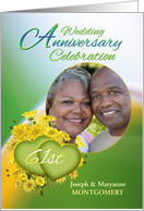 61st Anniversary Party Invitation Yellow Flowers, Custom Photo card