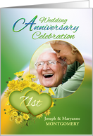 71st Anniversary Party Invitation Yellow Flowers, Custom Photo card