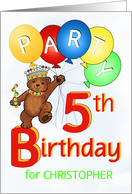 Royal Teddy Bear 5th Birthday Party Invitation, Custom Name card