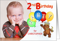 Royal Teddy Bear 2nd Birthday Party Invitation, Custom Photo card