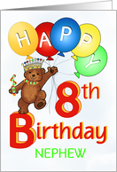 Happy 8th Birthday Royal Teddy Bear for Nephew card