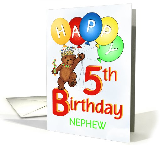 Happy 5th Birthday Royal Teddy Bear for Nephew card (1089066)