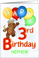 Happy 3rd Birthday Royal Teddy Bear for Nephew card