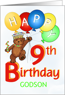 Happy 9th Birthday Royal Teddy Bear Godson card