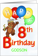 Happy 8th Birthday Royal Teddy Bear Godson card