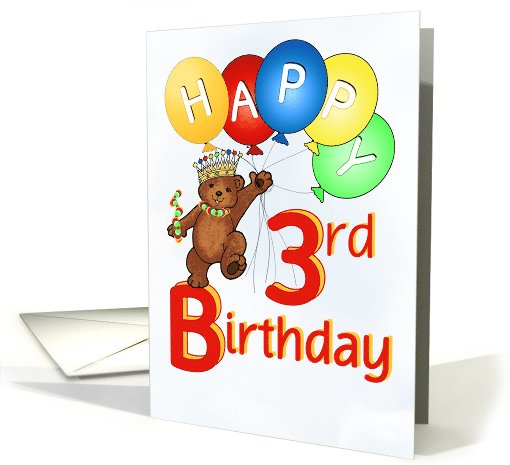 Happy 3rd Birthday Royal Teddy Bear Godson card (1091804)