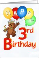 Happy 3rd Birthday Royal Teddy Bear Godson card