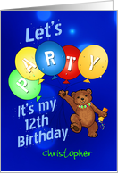 12th Birthday Party Bear Paint Invitation, Custom Name card