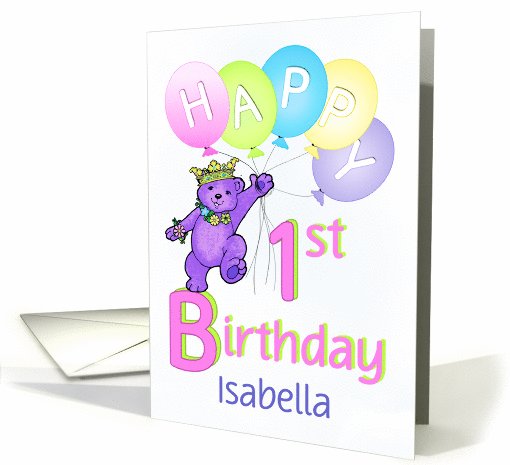 1st Birthday Teddy Bear Princess, Custom Name card (1095020)