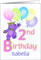 2nd Birthday Teddy Bear Princess, Custom Name card