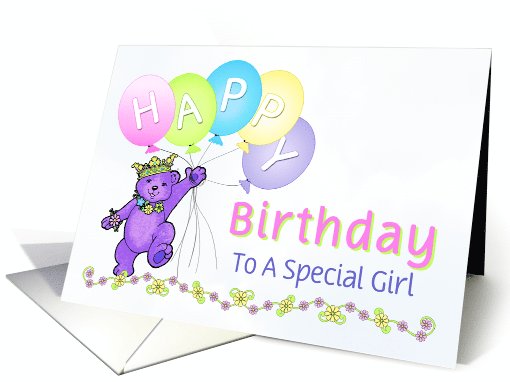 Happy Birthday Teddy Bear Princess for Girl card (1095124)