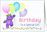 Happy Birthday Teddy Bear Princess for Girl card