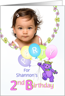 Princess Bear 2nd Birthday Party Invitation, Custom Photo card