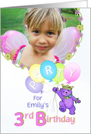 Princess Bear 3rd Birthday Party Invitation, Custom Photo card