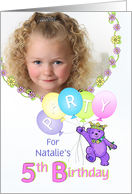 Princess Bear 5th Birthday Party Invitation, Custom Photo card