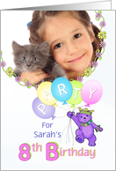Princess Bear 8th Birthday Party Invitation, Custom Photo card