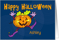 Happy Halloween Smiling Pumpkin, Custom Name card