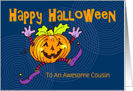 Cousin Happy Halloween Smiling Pumpkin card