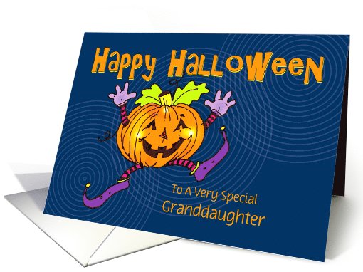 Granddaughter Happy Halloween Smiling Pumpkin card (1111144)