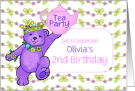 2nd Birthday Tea Party Invitation, Royal Princess Bear, Custom Name card