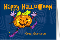 Great Grandson Happy Halloween Smiling Pumpkin card