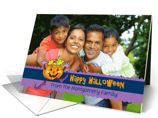 Happy Halloween Smiling Pumpkin, Custom Photo card (1114640)