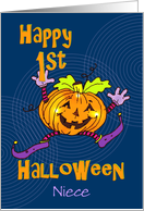 Niece First Halloween Happy Pumpkin card