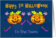 Twins First Halloween Happy Pumpkins card