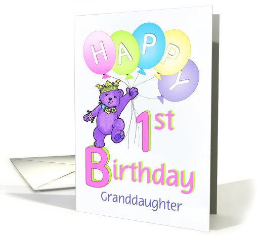Granddaughter 1st Birthday Teddy Bear Princess card (1124736)