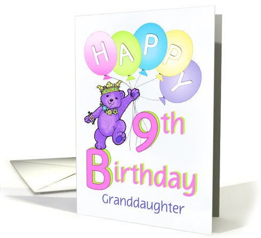 Granddaughter 9th Birthday Teddy Bear Princess card (1124786)