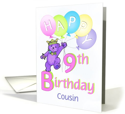 Cousin 9th Birthday Teddy Bear Princess card (1124942)