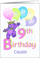 Cousin 9th Birthday Teddy Bear Princess card