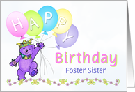 Foster Sister Birthday Teddy Bear Princess card