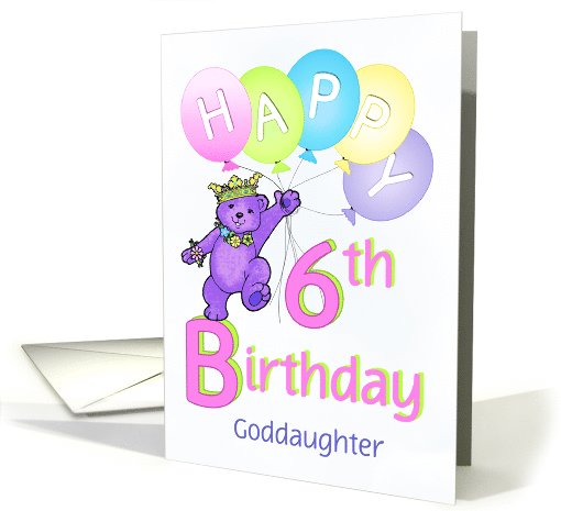Goddaughter 6th Birthday Teddy Bear Princess card (1125564)