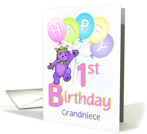 Grandniece 1st Birthday Teddy Bear Princess card (1125874)
