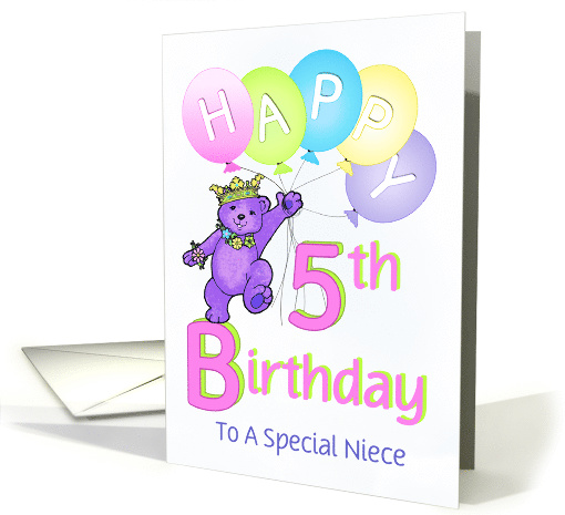 Niece 5th Birthday Teddy Bear Princess card (1127154)