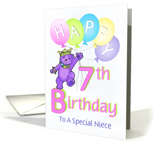 Niece 7th Birthday Teddy Bear Princess card (1127166)