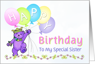 Sister Birthday Teddy Bear Princess card